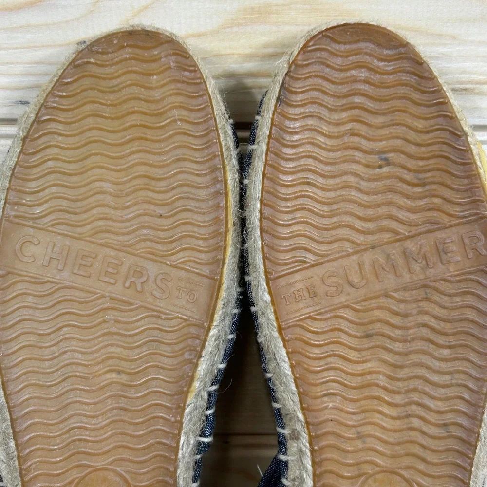 Soludos Miro Black Chambray Espadrille Flats Women 36 New